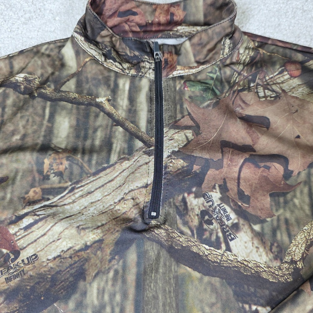 Mossy Oak Break-Up Infinity 1/4 Zip Pullover Mens XL Camo Black Mock Neck Top